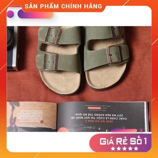 Dép Quai Ngang - Đế trấu - Da Unisex -V1