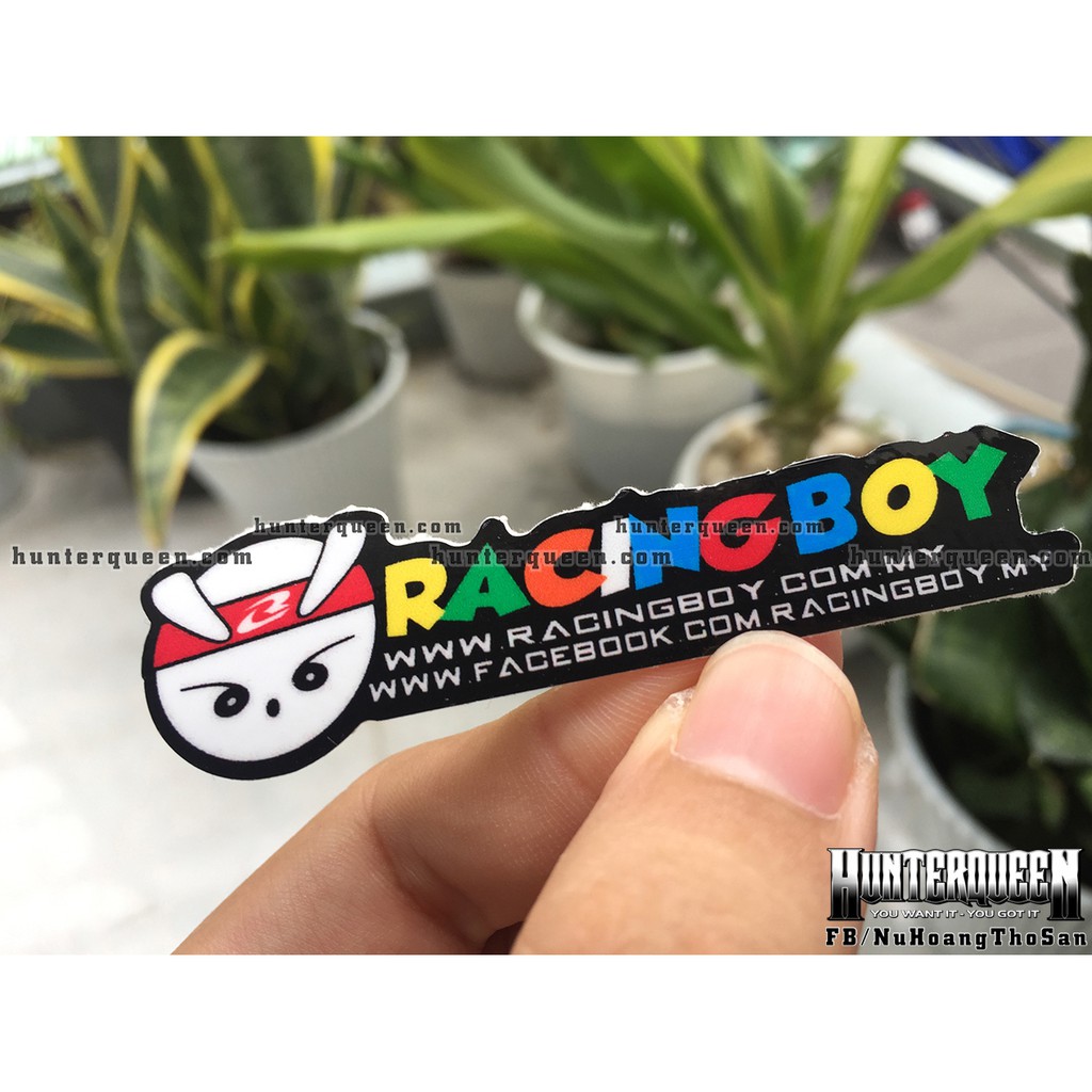 Bộ 2 hình VN Racing Boy mini [7.3x2cm]. Decal logo dễ thương, sticker in theo yêu cầu. Hình dán xe máy, điện thoại