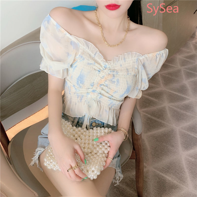 Áo Dáng Ngắn Bằng Voan Tay Ngắn Phong Cách Thời Trang Mùa Hè Cho Nữ