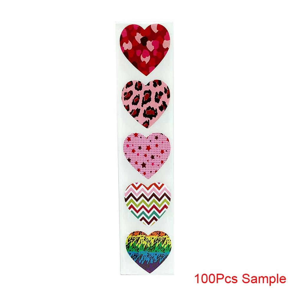 Cuộn 500 / Cuộn Nhãn Dán Hình Trái Tim 8 Họa Tiết Trang Trí Tiệc Valentine