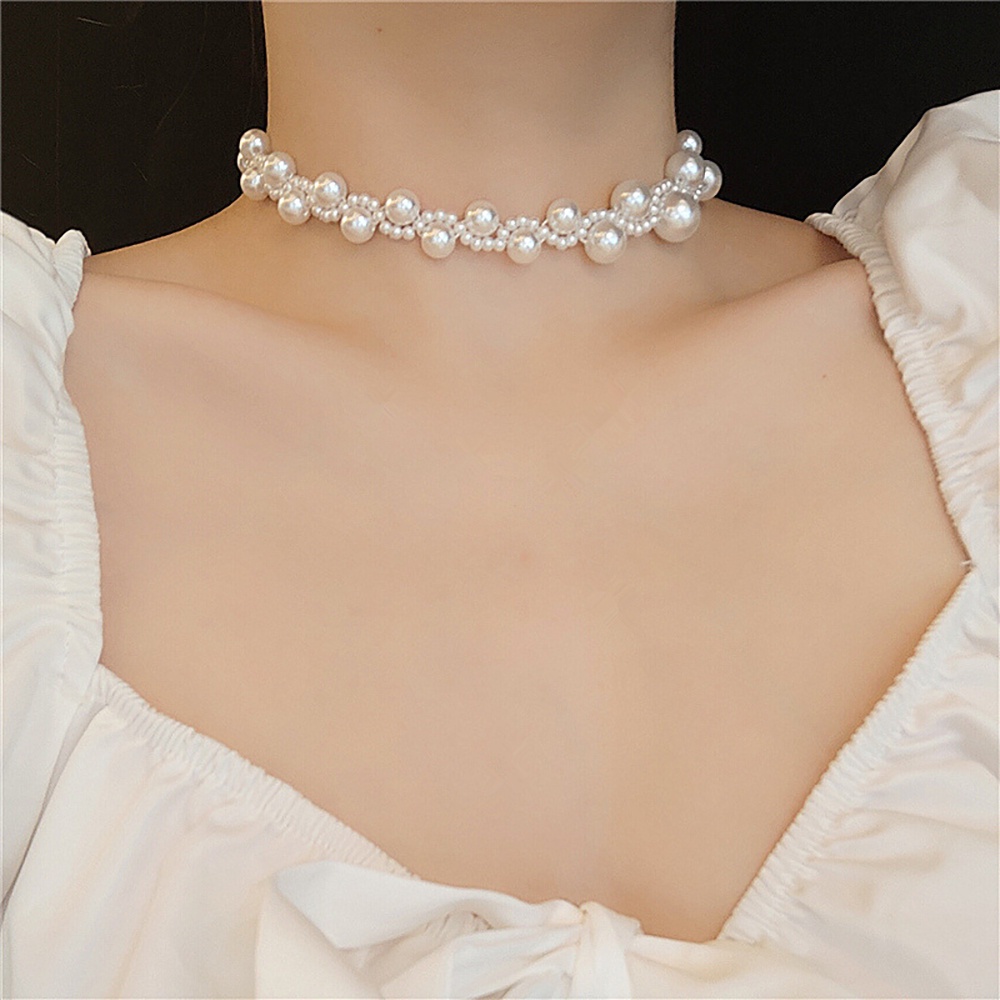 Vòng Cổ Choker Nhiều Lớp Đính Ngọc Trai Thời Trang Hàn Quốc Cho Nữ