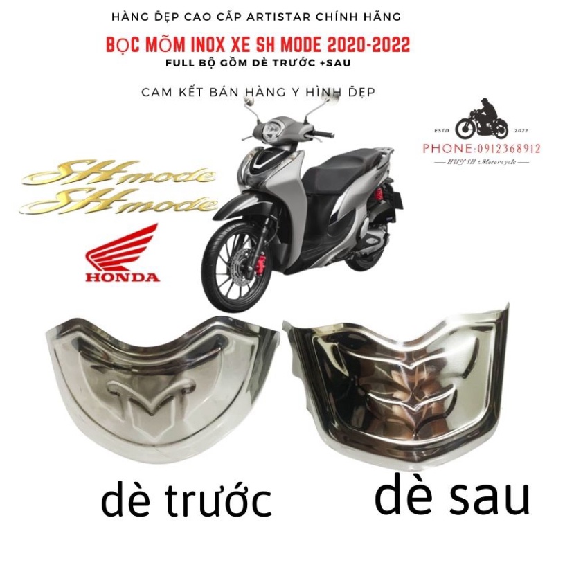 Ốp Mũi Dè INOX cho SH Mode 2020, 2021, 2022, Bọc Mõm Dè Xe SH Mode 2020, 2021, 2022 (dùng chung)- Giá 1 Cặp