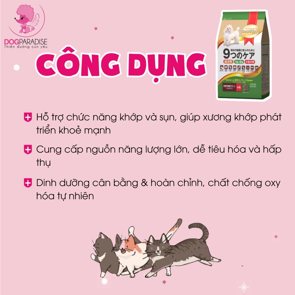 Thức ăn hạt Smartheart cho chó giống nhỏ vị cừu và gạo túi 1kg - Dog Paradise