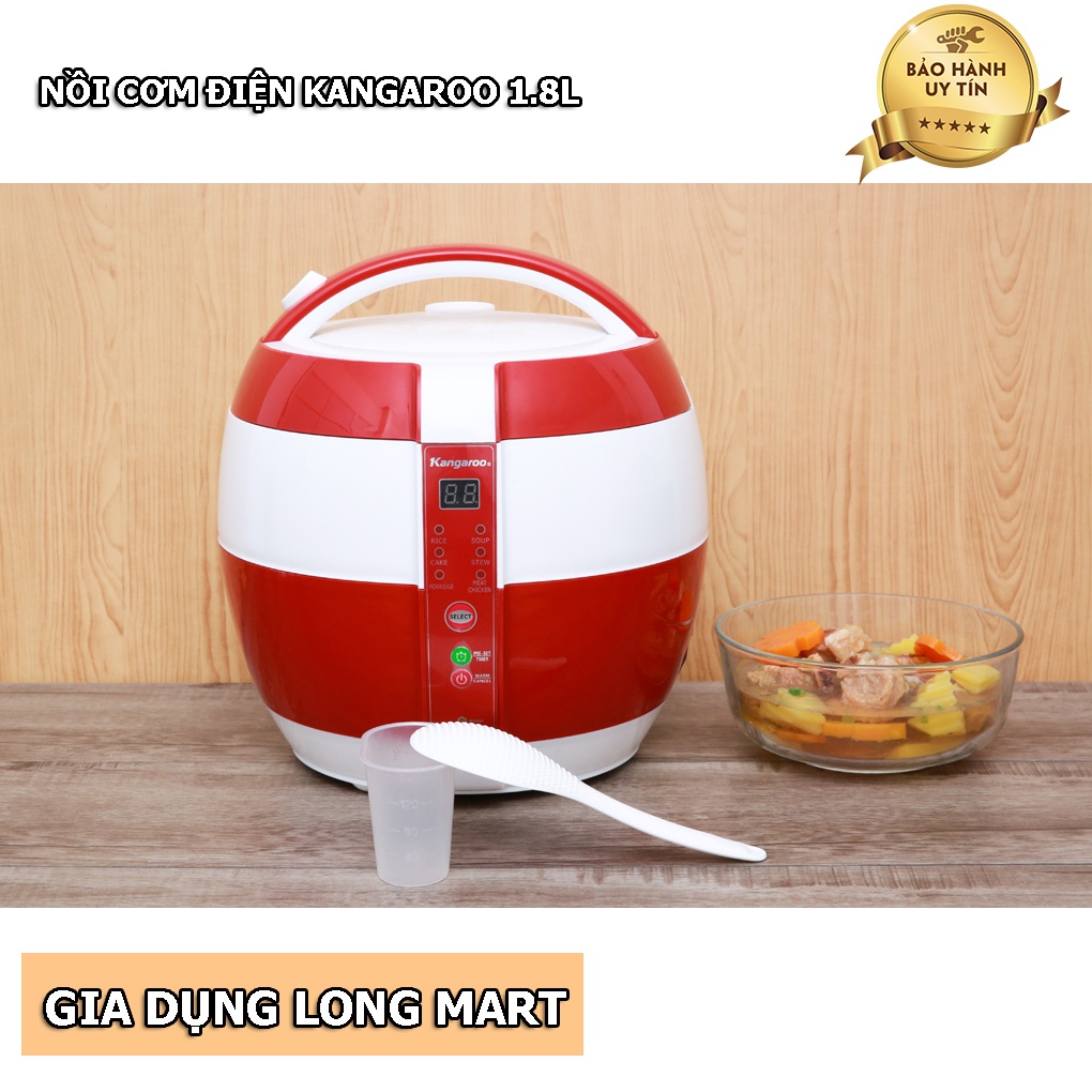 Nồi Cơm Điện Kangaroo 1.8L KG835, Nồi Cơm Điện Nắp Gài, Hàng Chính Hãng, Bảo Hành 12 Tháng