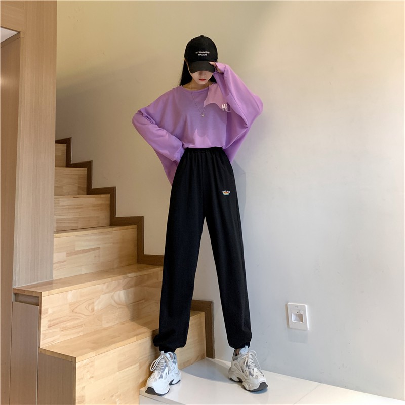 Quần jogger nữ lưng cao GUO-UO chất nỉ da cá phong cách hè thu 2021