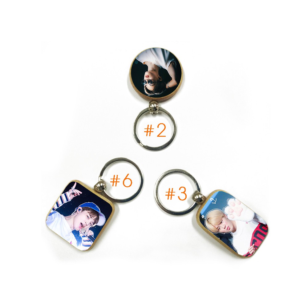 Móc khoá gỗ sồi cao cấp in hình Jimin