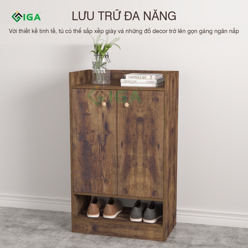 tủ giày đa năng GP108.08 màu gỗ cháy