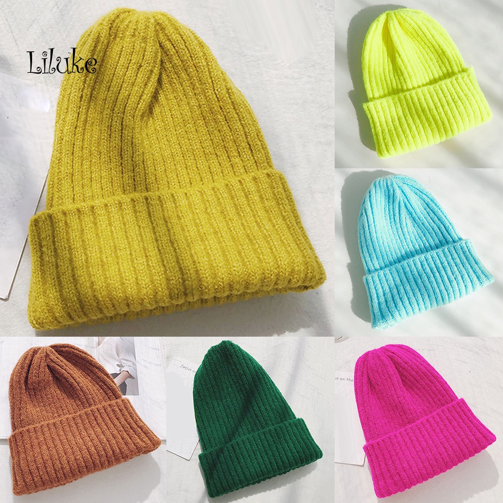 Mũ Len Beanie Màu Trơn Thời Trang Thu Đông Cho Nữ