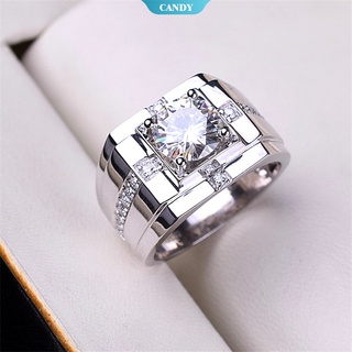 Nhẫn Cưới Mạ Bạc 925 Đính Kim Cương Nhân Tạo Cho Nam