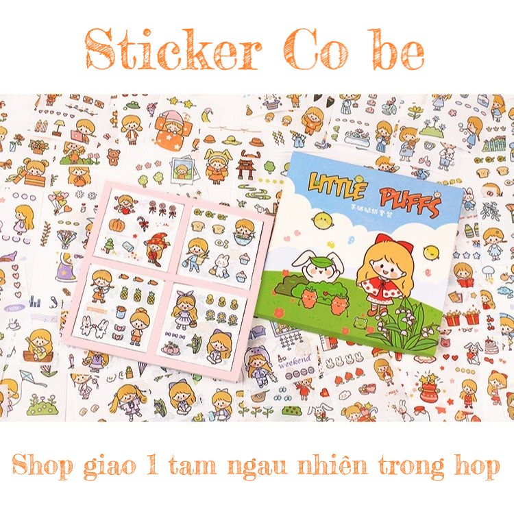 Sticker 1k cute giá rẻ trang trí dán laptop điện thoại kiểu cổ trang trong hộp 100 tấm có axtra freeship TIMO ST1