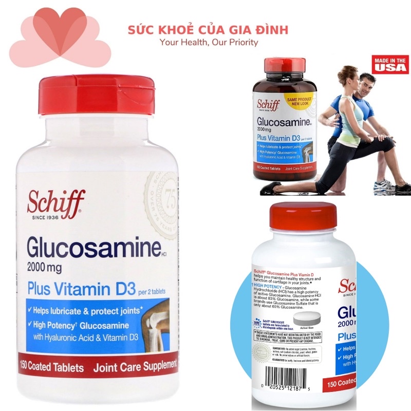 Viên bổ khớp Glucosamine của Schiff 2000mg hộp 150 viên - SỨC KHOẺ CỦA GIA ĐÌNH