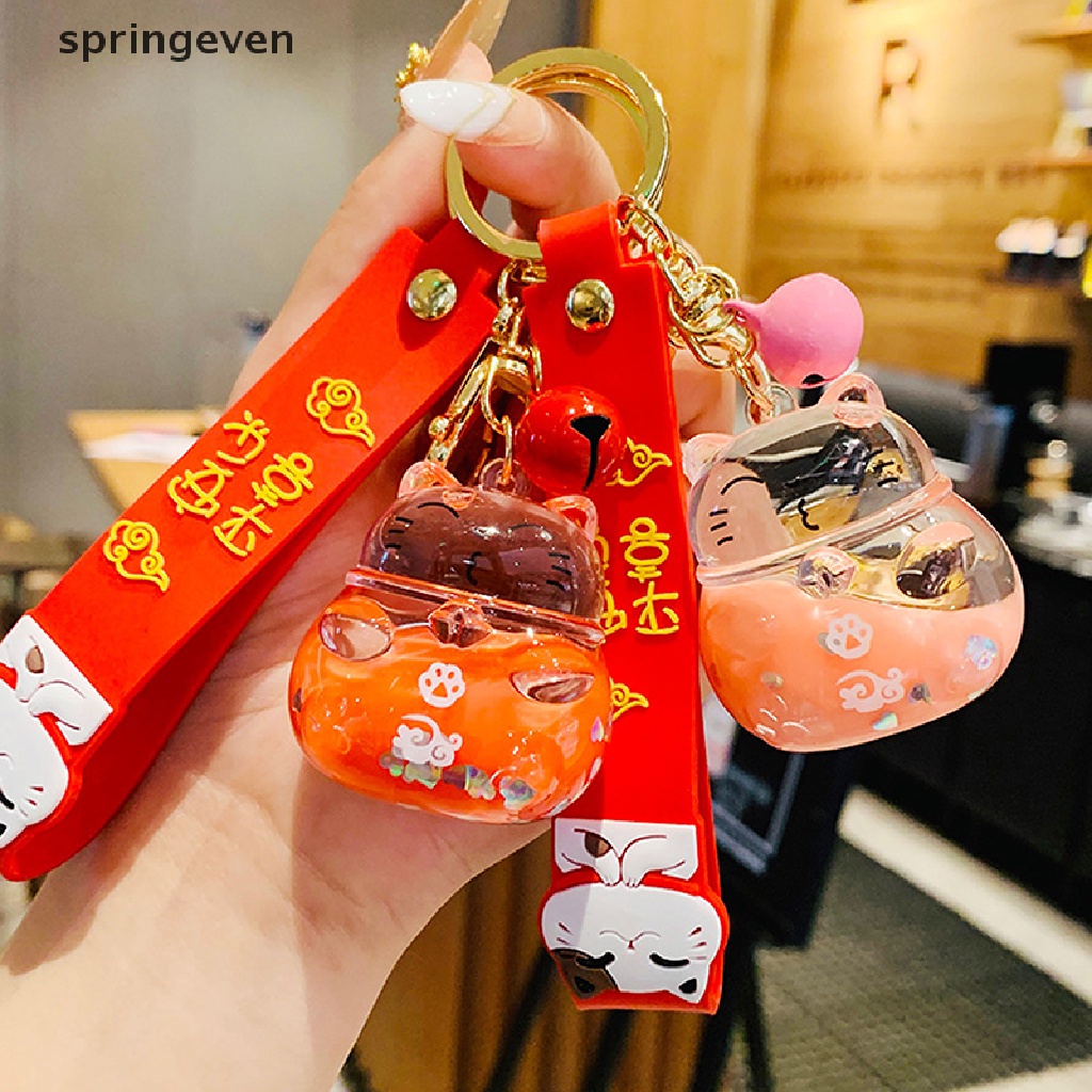 Móc Khóa Hình Mèo May Mắn Đính Pha Lê Xinh Xắn