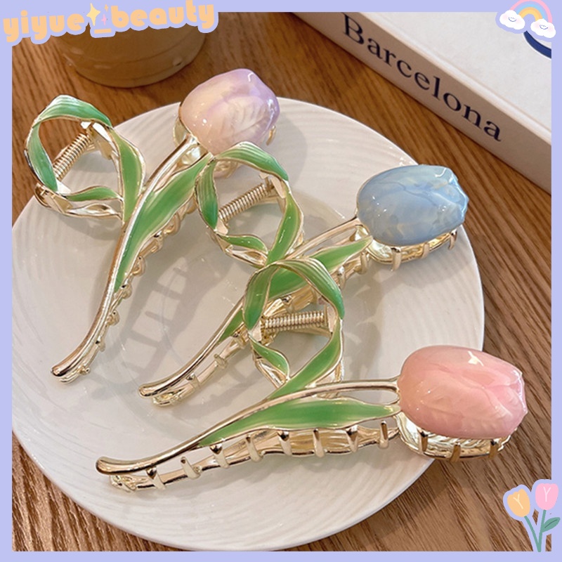 Kẹp Tóc Hoa Tulip / Cá Mập / Đuôi Ngựa Vintage Ngọt Ngào Hợp Thời Trang Cho Nữ HB