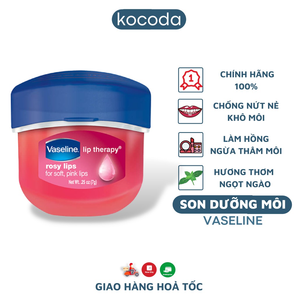 Sáp dưỡng môi Vaseline hồng xinh chống nứt nẻ môi hiệu quả hũ 7g - KOCODA