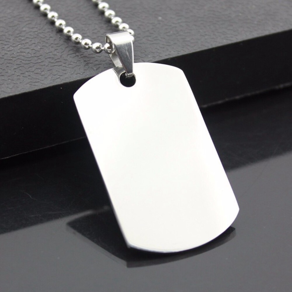 Vòng cổ, Thẻ bài quân đội dogtag,  Vòng cổ Mặt Thẻ bài Khắc Chữ Bằng Thép Không Gỉ Màu Bạc Thời Trang