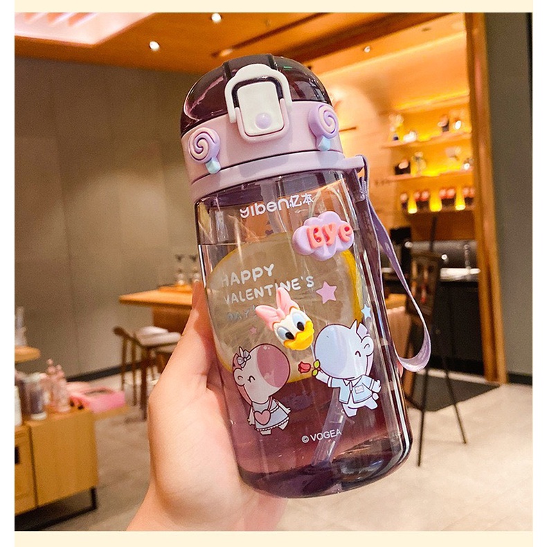 Bình nước cho bé dây đeo có ống hút cute giá rẻ tập uống đi học BN13