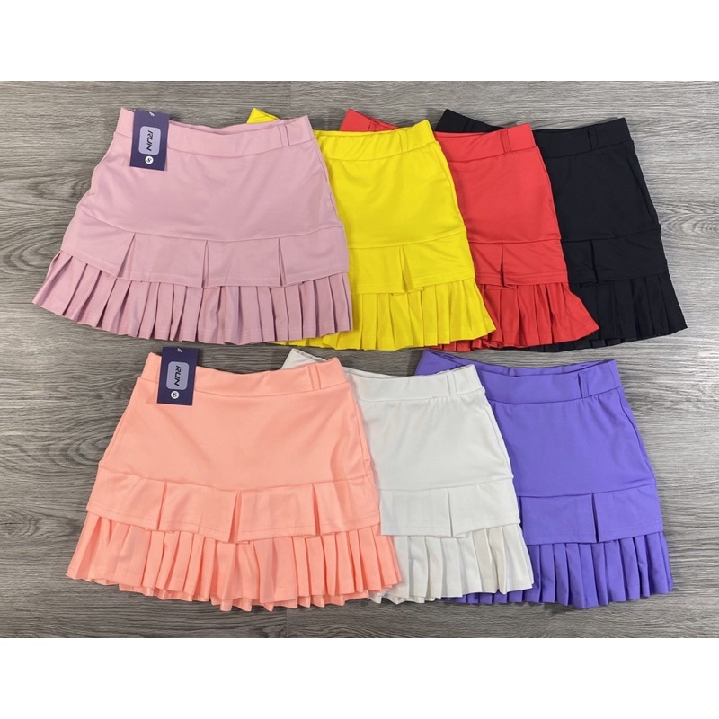 Váy tennis 2 lớp xếp ly 2 tầng có túi trong vải thun poly 2 da siêu cấp