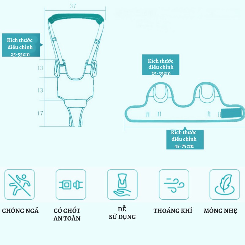 (Thế hệ mới 2021) Đai lưng tập đi cho bé siêu thoáng vải dệt kim HW Xuất Mỹ - Hàng nhập khẩu - Dụng cụ hỗ trợ