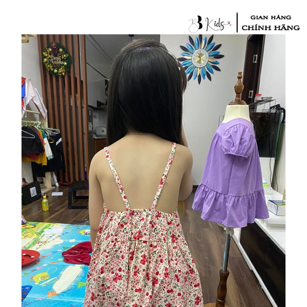 Váy 2 Dây BB KIDS Hoạ Tiết Hoa Nhí Màu Đỏ Cho Bé Gái