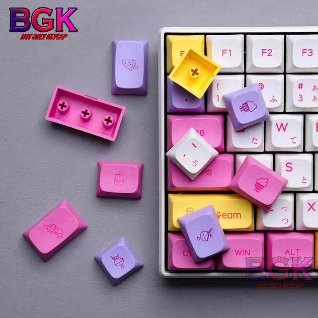 Bộ Keycap XDA PBT ICE CREAM 136 nút in dye-sub xinh xắn dễ thương cân được layout 68,84,98...