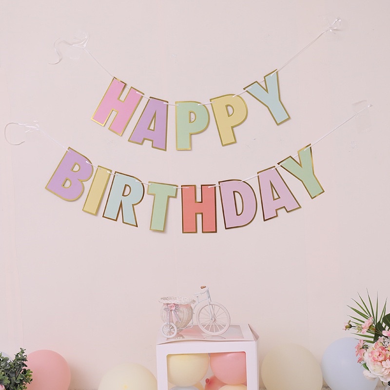 Dây Cờ HAPPY BIRTHDAY Tone Màu Pastel Trang Trí Nhật Xinh Xắn - Yori Party