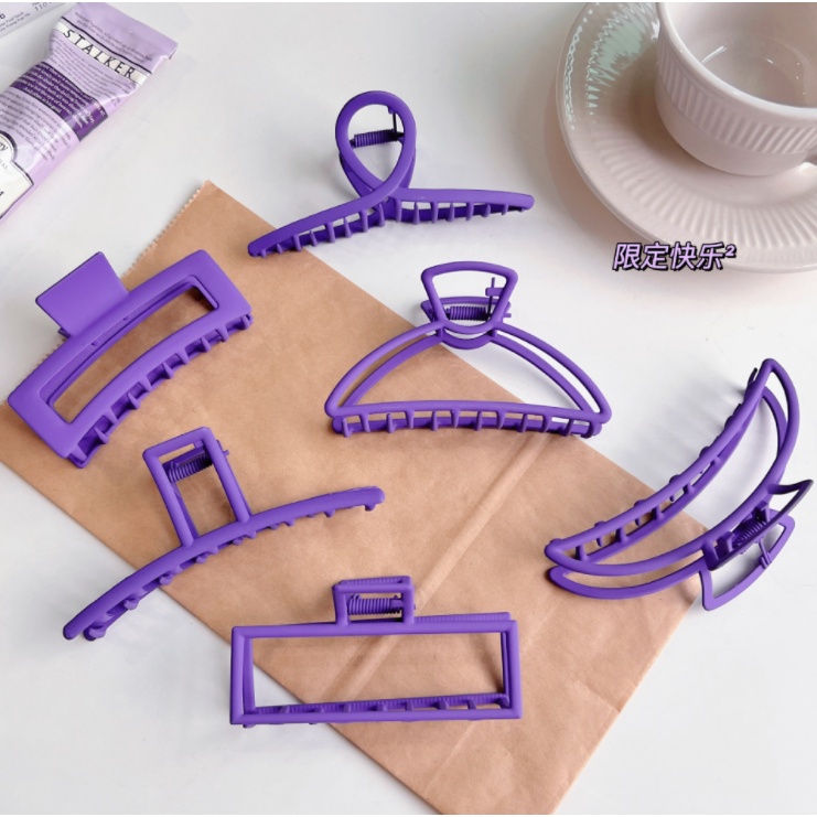 Kẹp tóc càng cua nữ hình học màu tím cực xinh cặp búi Kim Loại phong cách nữ tính thời trang cao cấp