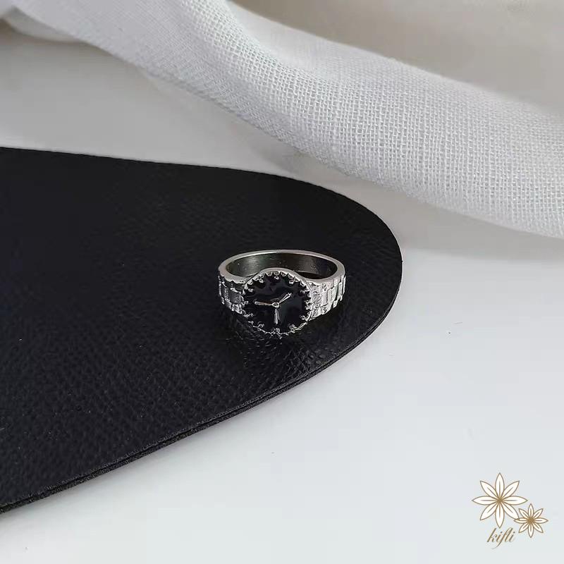 Nhẫn Hình Đồng Hồ Thiết Kế Đơn Giản Phong Cách Nhật Hàn