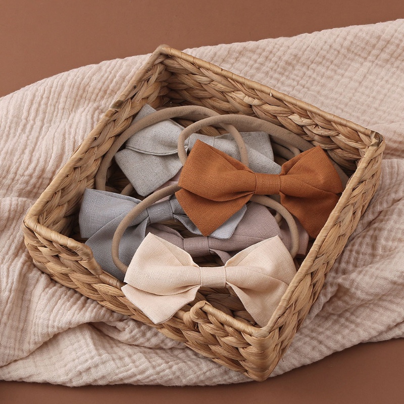 Băng Đô Vải Lanh Co Giãn Thắt Nút Dành Cho Bé Sơ Sinh