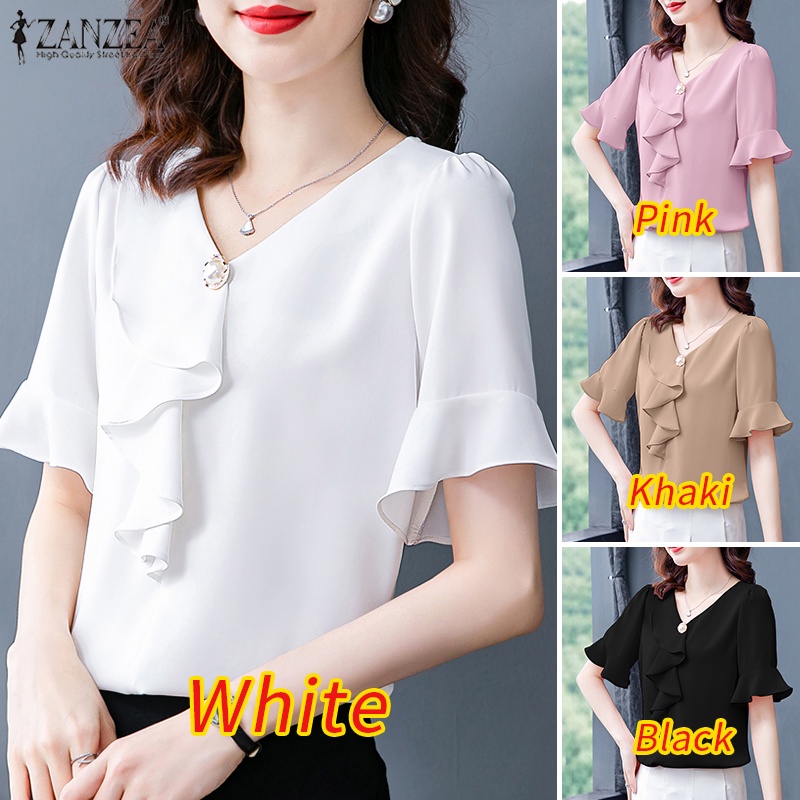 ZANZEA Áo Sơ Mi Tay Lỡ 3 / 4 Thời Trang Nữ