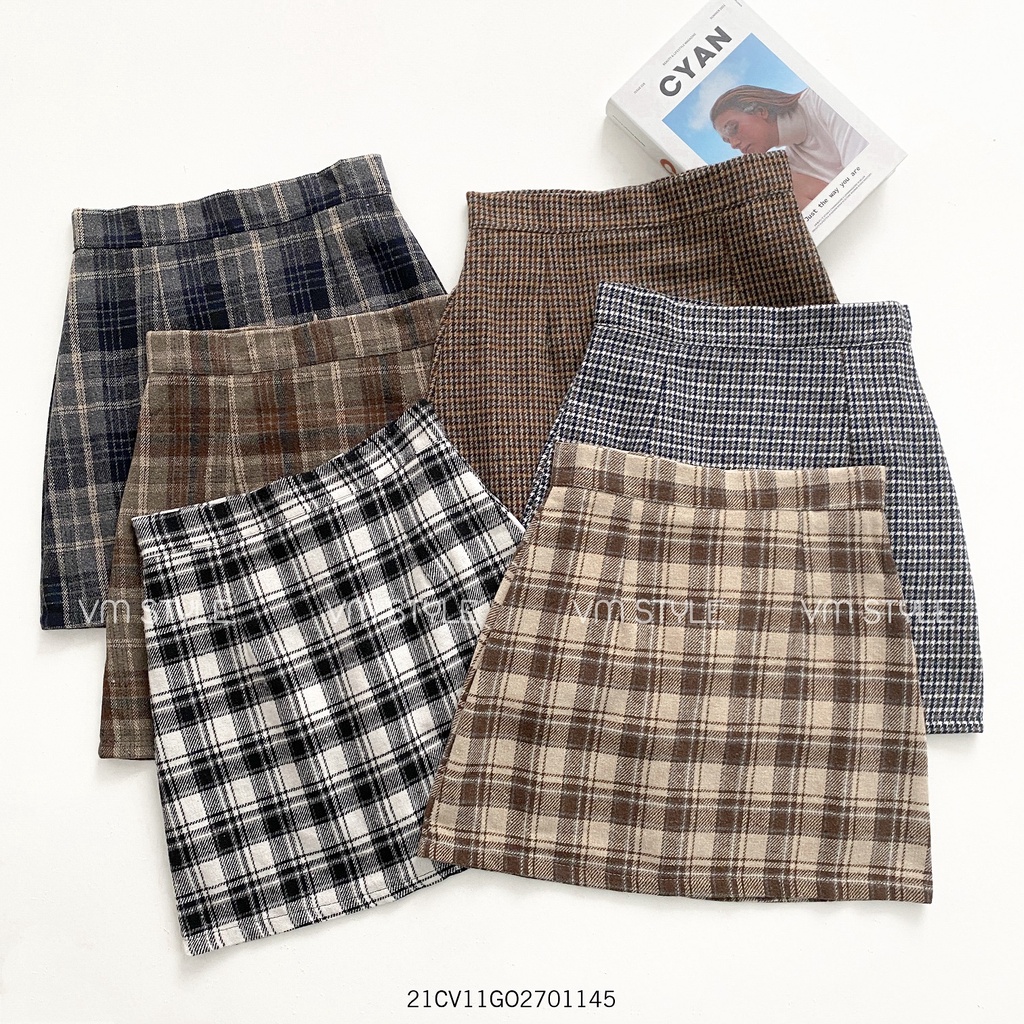 Chân váy ngắn chữ A kẻ caro thời trang kiểu dáng ulzzang Hàn Quốc Fmstyle Saigon 21CV11GO2701