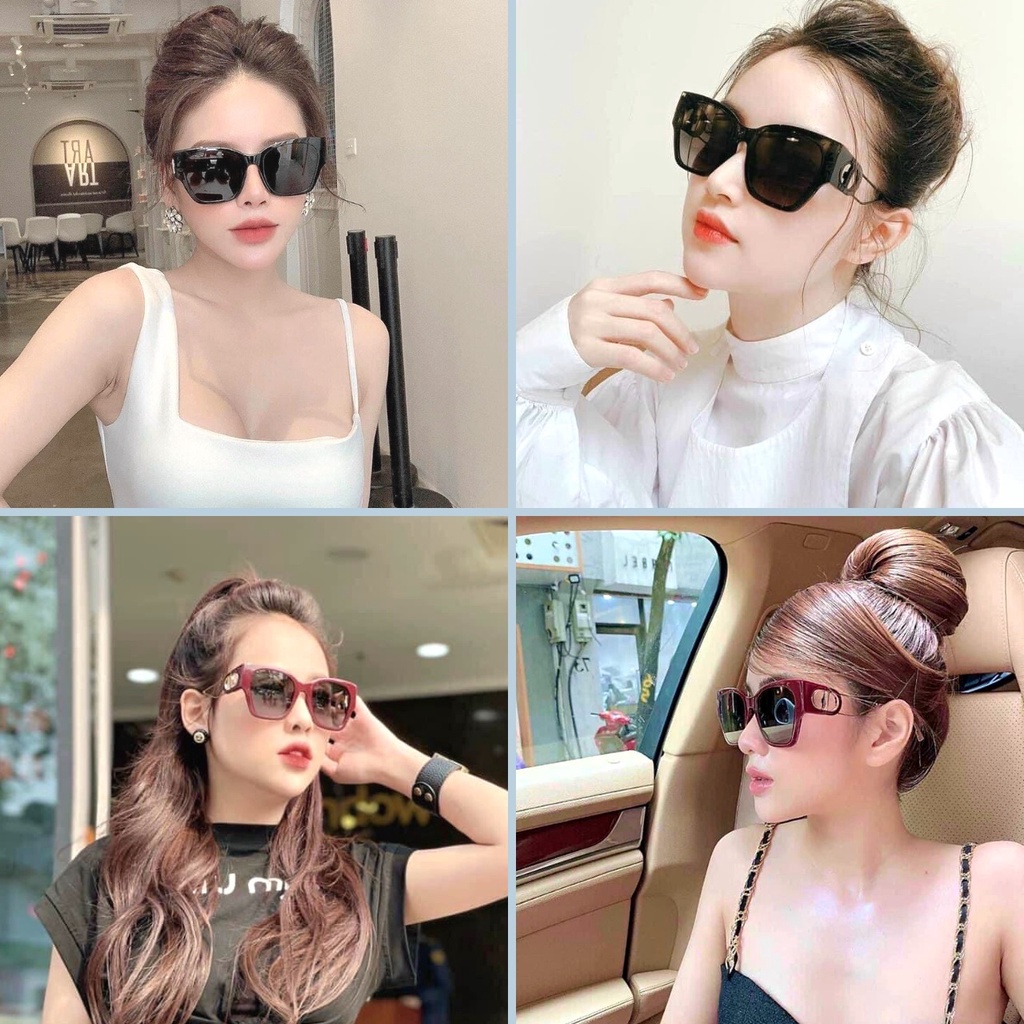 Kính mát nam nữ POSHOP  thời trang chống tia uv400 gọng kim loại mắt vuông to hot trend hàn quốc D001
