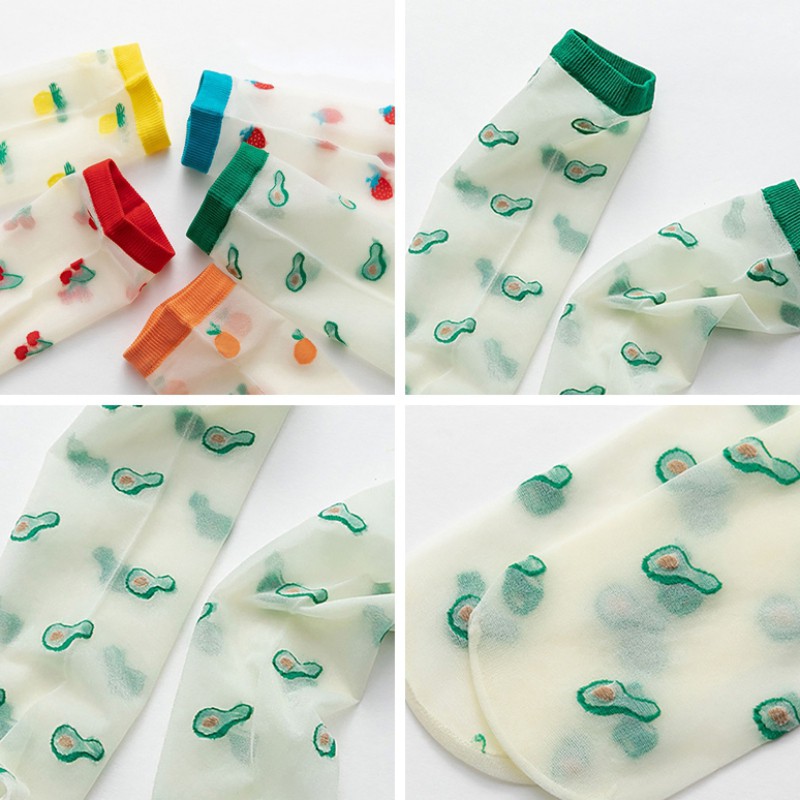 (Hàng Mới Về) Vớ Mỏng Thoáng Khí Họa Tiết Trái Cây Đơn Giản Cho Bé