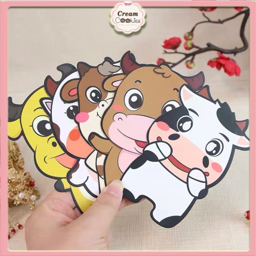 Bộ 5 lì xì tết hình trâu vàng 2021 - phong bao lixi tết dễ thương