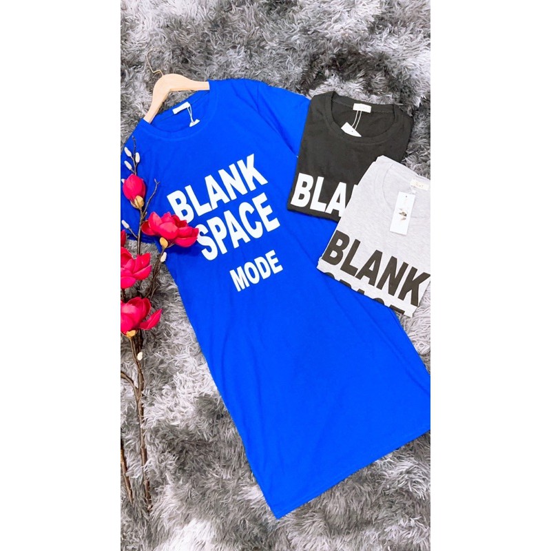 ĐẦM NỮ-Váy suông cotton dáng dài 1m in chữ "BLANK"