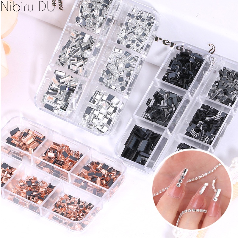 Hộp 6 Viên Kim Cương Giả Mặt Gương Phẳng Dùng Trang Trí Móng Tay Nghệ Thuật