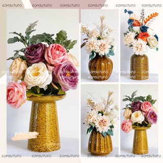 Lọ hoa Men Gấm Vàng - Bình Hoa Trang Trí Decor - gomsutupo Gốm Sứ TUPO Bát Tràng