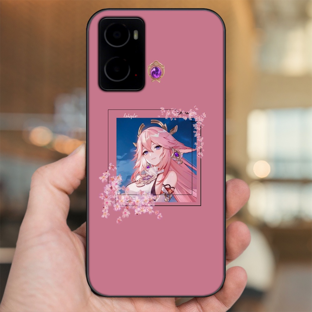 Ốp lưng Oppo A76 viền đen in hình Yae Miko Genshin Impact