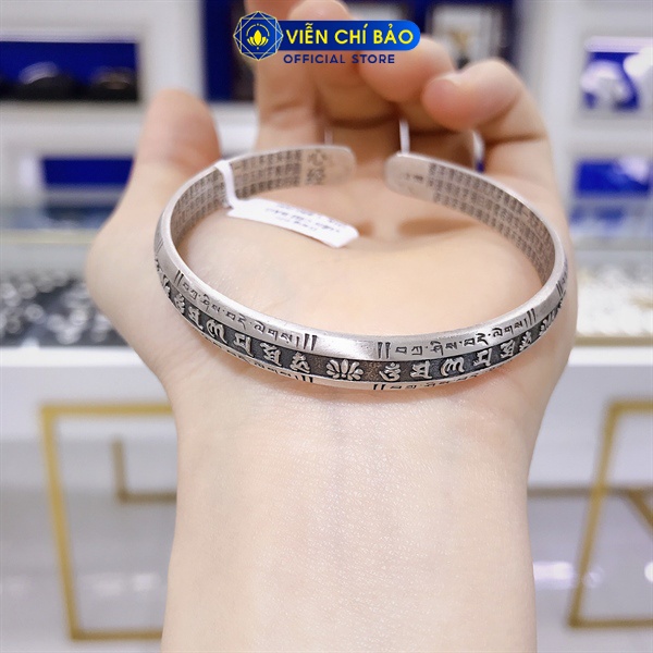 Vòng tay bạc nữ Lục tự đại minh Bát nhã tâm kinh bạc Thái 925 thời trang phụ kiện trang sức nữ Viễn Chí Bảo L100428x