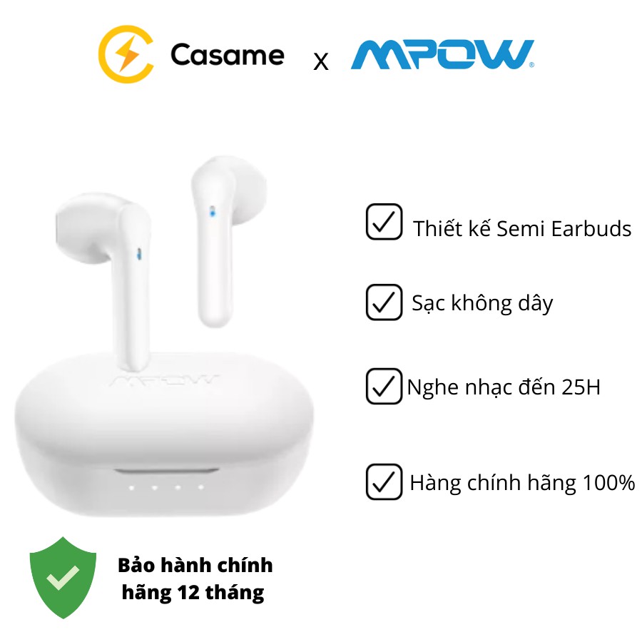 Tai Nghe True Wireless MPOW MX3, Sạc Không Dây, Bluetooth 5.0,Kháng Nước IPX4, Nghe Nhạc Đến 25H