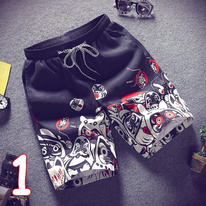 Quần short đi biển dáng rộng nhanh khô họa tiết hoạt hình năng động cho nam | BigBuy360 - bigbuy360.vn