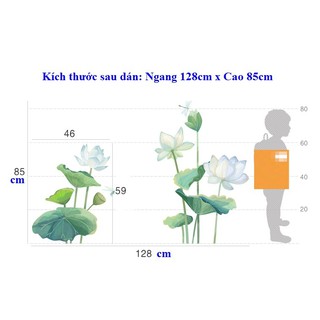 Decal giấy dán tường [PHONG THỦY] Decan Sen an lạc