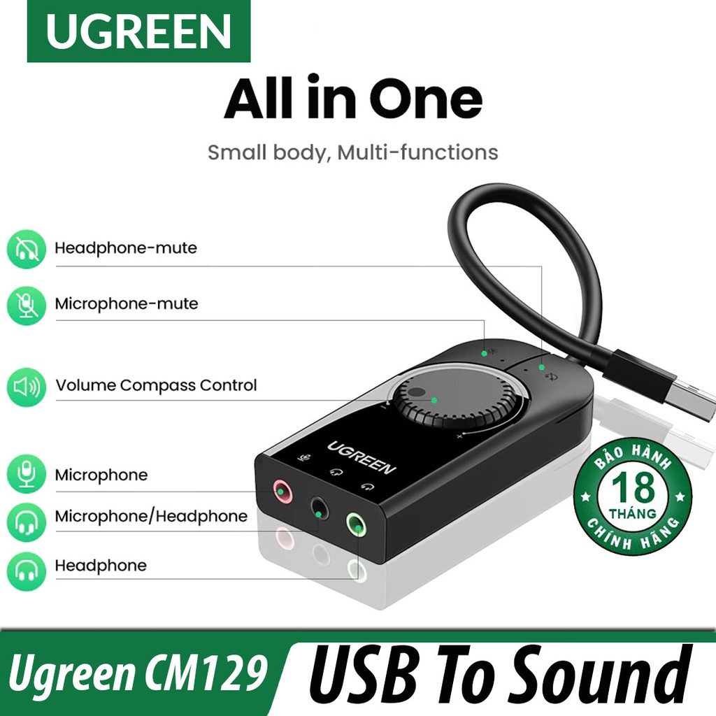 Cáp Chuyển USB Sang Tai Nghe UGreen Chính Hãng (CM129, US205)
