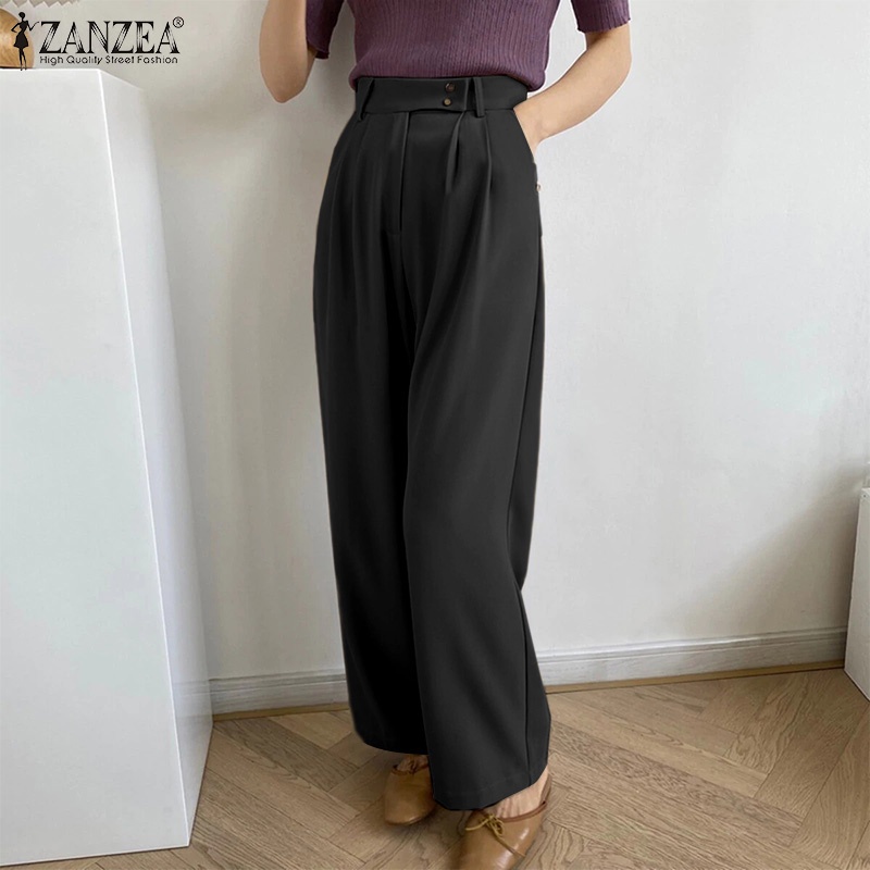 Quần ống rộng ZANZEA khóa kéo thời trang dành cho nữ