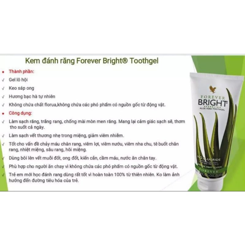 KEM ĐÁNH RĂNG Lô Hội Forever Bright Toothgel (130g/tuýp)