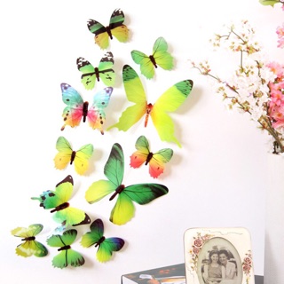 Bộ 12 bướm trang trí 3d dán tường, tủ...
