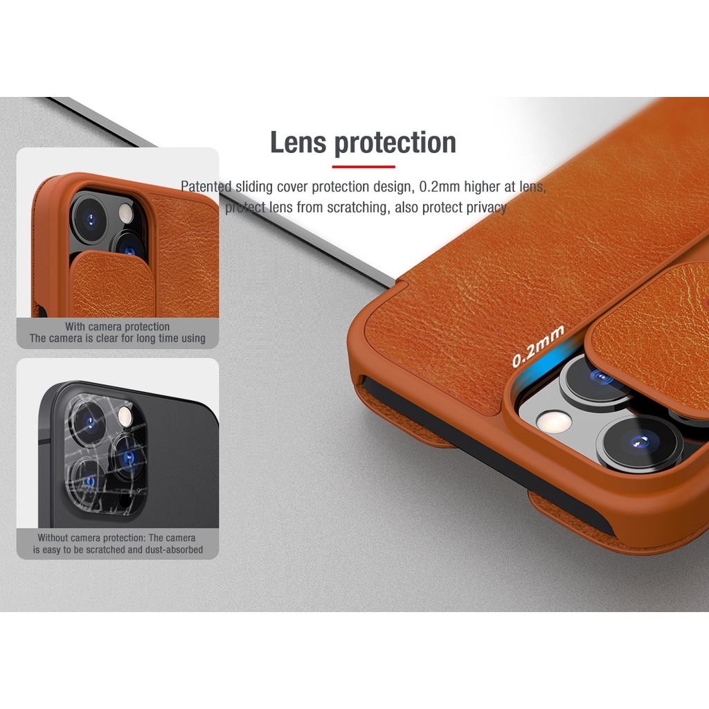 Nillkin QIN Pro – Bao da ví cái thẻ cho IP 14 Promax , 14, 13 ProMax , Ốp ví cài thẻ kèm lắp trượt bảo vệ camera cao cấp