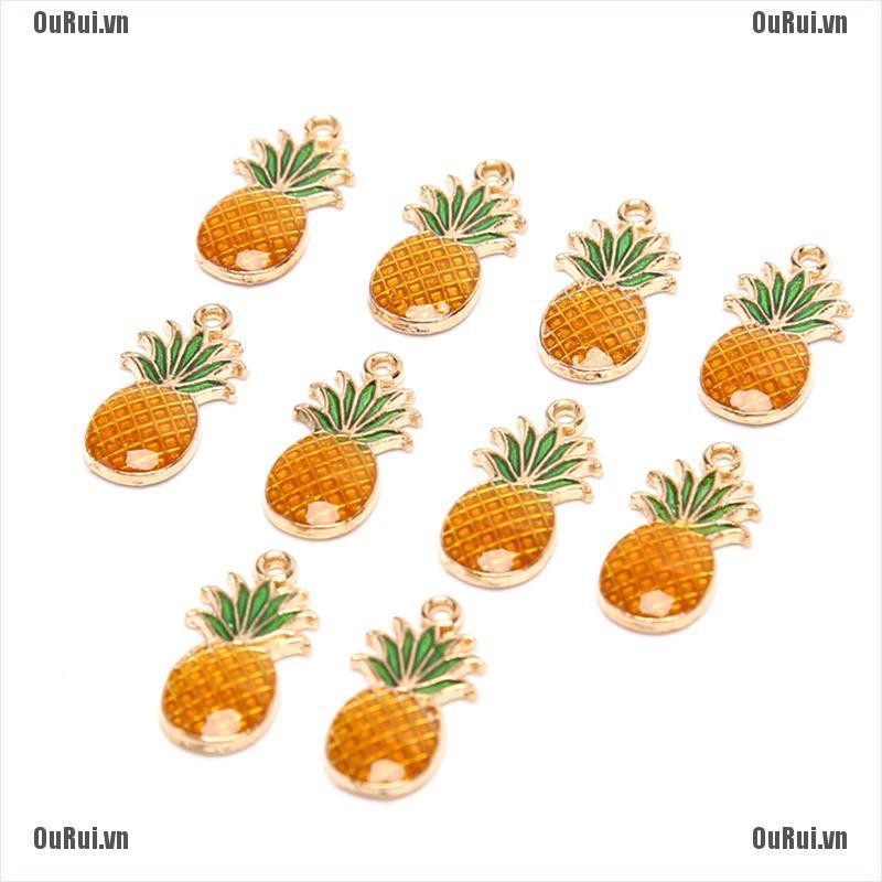 Set 10 Mặt Dây Chuyền Hợp Kim Tráng Men Hình Quả Dứa Dễ Thương