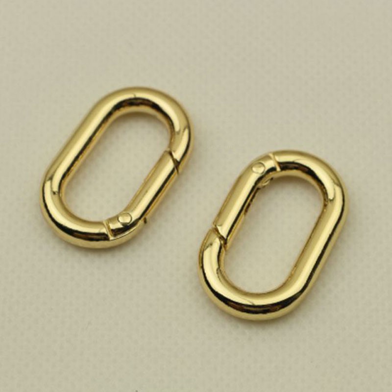 Bộ 2 móc khóa kim loại lò xo hình bầu dục gắn túi da/thắt lưng