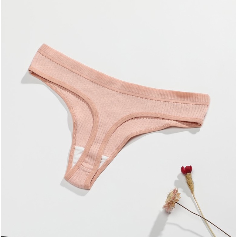 Quần lót nữ sexy lọt khe cotton vải thun gân cao cấp, trẻ trung, thoải mái, thoát mát (MS 03058)