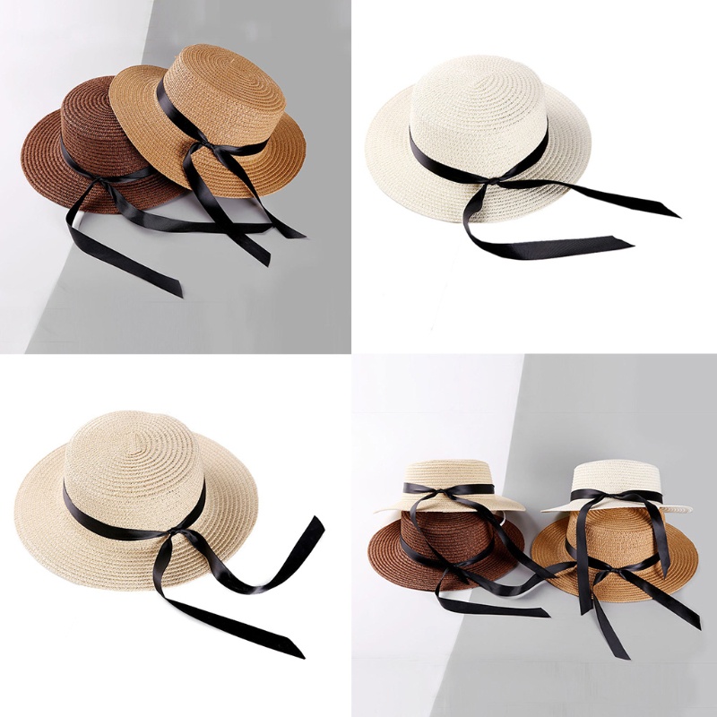 Nón Cối Rộng Vành Phối Nơ Chống Tia UV Thời Trang Mùa Hè Cho Mẹ Và Bé